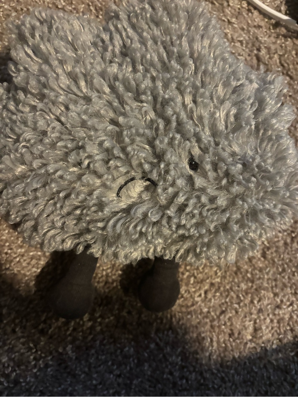 Jellycat Gray Curly Plush Lamb with Black Legs